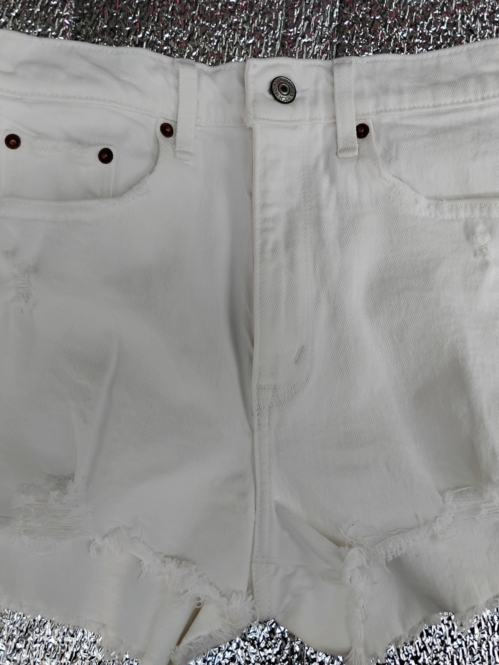 Abercrombie & Fitch White Women’s Distressed Denim Shorts